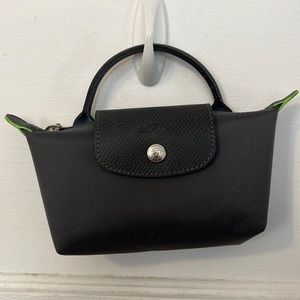 Longchamp Le Pliage Mini Pouch in grey/neon green